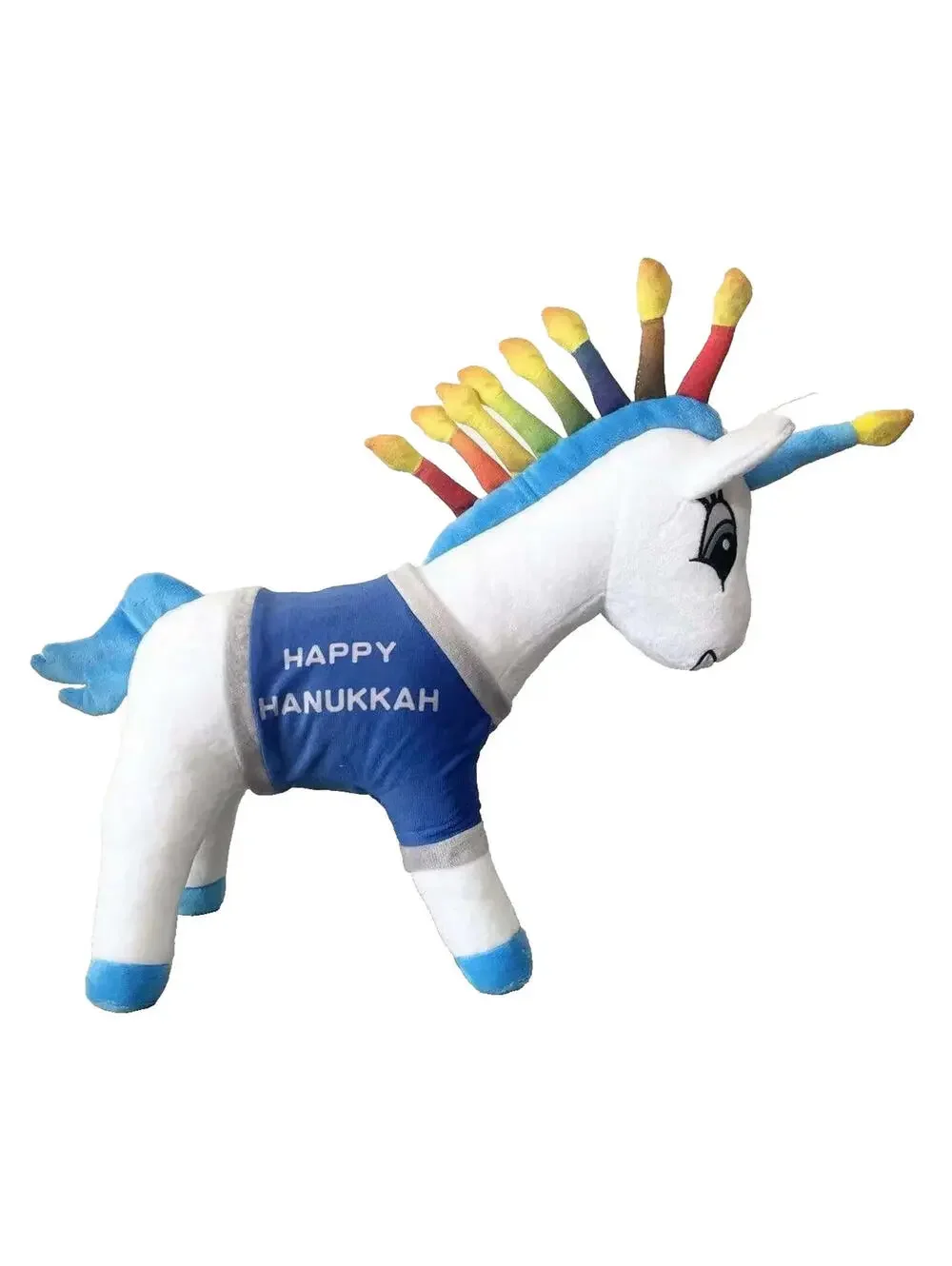 (RF) Unikkah Plushie White/Blue Soft Plush Unicorn Stuffed Animal w/Candle Mane